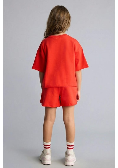 Defacto Sweatshirt Kumaşı 2li Takım Kız Çocuk H5745a826smrd44 Kırmızı-rd44