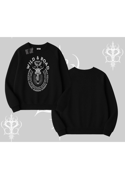 Startmore Biskilet Sweatshirt Wild & Road Western Skull Biker Street Culture Siyah