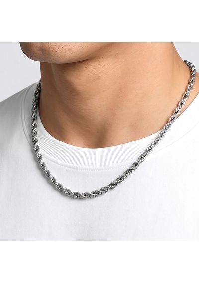 Moncuk Design Rope Halat Erkek Çelik Kolye 6mm 55cm Beyaz 3351eck033