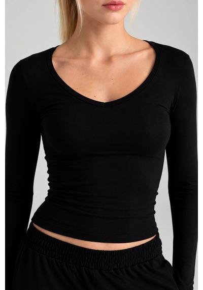 Cloudymood Kadın Ultra Soft V Yaka Bluz Günlük Kullanım Kombinlenebilir Siyah - 892430423 Siyah Cloudymood Kadın Ultra Soft V Yaka Bluz Günlük Kullanım Kombinlenebilir Siyah - 892430423 Siyah