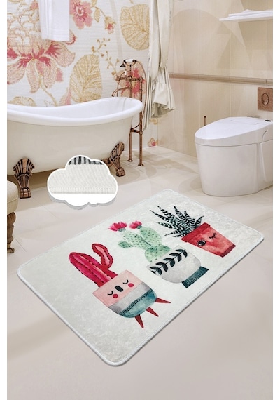 Happy Cactus Djt 70X120 Cm Banyo Halısı Paspas Yıkanabilir