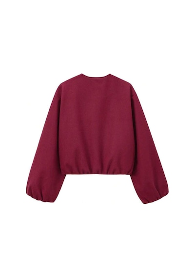 Meecy Kadın Viral Kaşe Kumaş Bomber Ceket Bordo Bordo