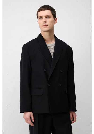 Antioch Modal Karışımlı Relaxed Fit Erkek Blazer Ceket Siyah