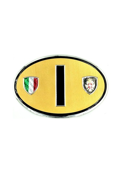 Etiketçilere Özel Armalar Oval Iharf Italy İtalya Bayraklı Kahve Rengi Alüminyum Sticker Arma