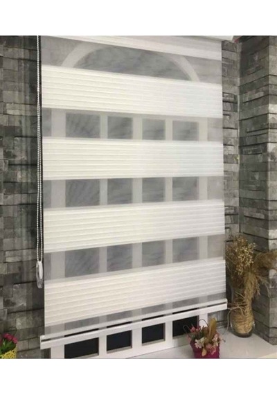 Beyaz Geniş Pliseli Zebra Stor Perde