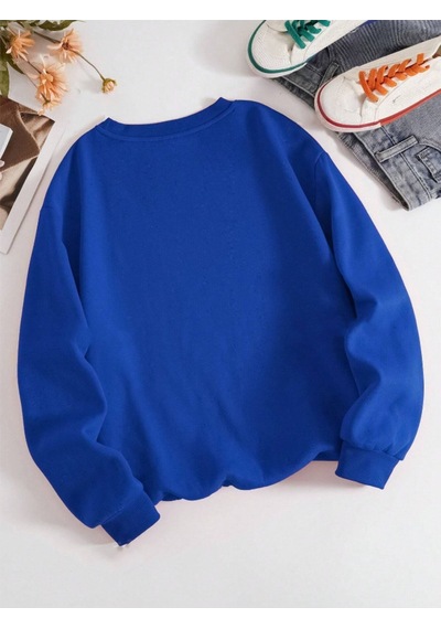 Startmore Mavi Unisex Erkek/kadın 90's Özel Renkli Oversize Bisiklet Yaka Pamuklu