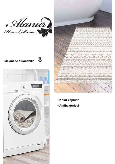 Dekoreko Kaymaz Taban Djt Banyo Halısı Trend Saçaklı Iskandinav F5078 Açık Kahve