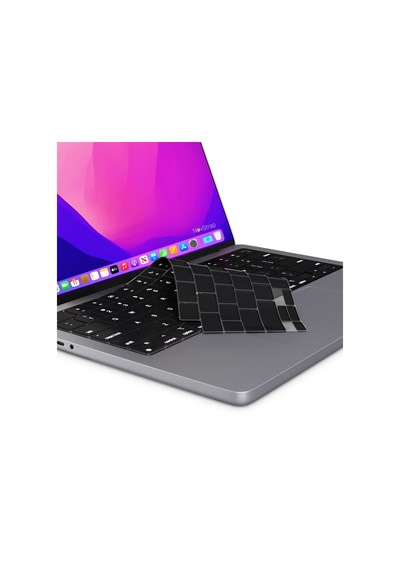 Apple Uyumlu MacBook Pro 2021 14 Inç A2442 Klavye Koruyucu Kılıf Siyah