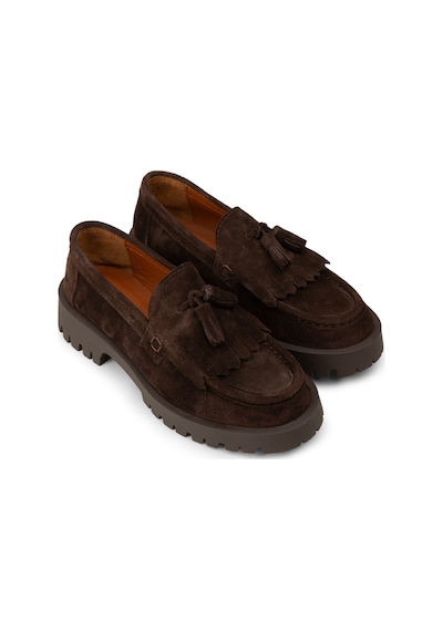 Deery Kadın Hakiki Süet Kahverengi Püsküllü Loafer - 02033zkhvc01 Kahverengi