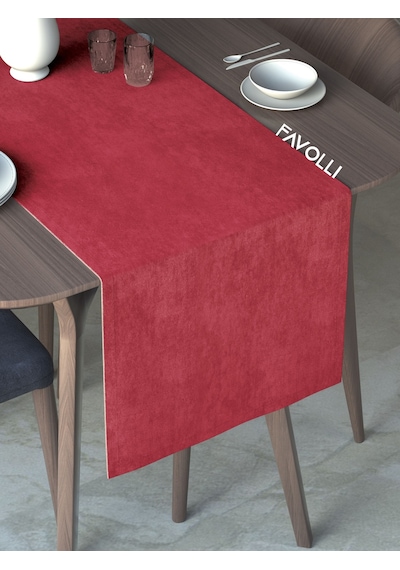 Kırmızı Renk Kadife Dokulu Runner Dream Series 40 X 140 Kırmızı