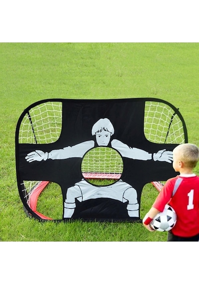 Alida 2 Si 1 Arada Çocuk Mini Futbol Eğitimi Kalesi Katlanabilir Ve Taşınabilir Siyah - Beyaz