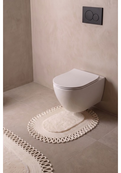 Banyo Paspası Takımı 60x100+40x60 Cm Dış Trikot Bej & Krem