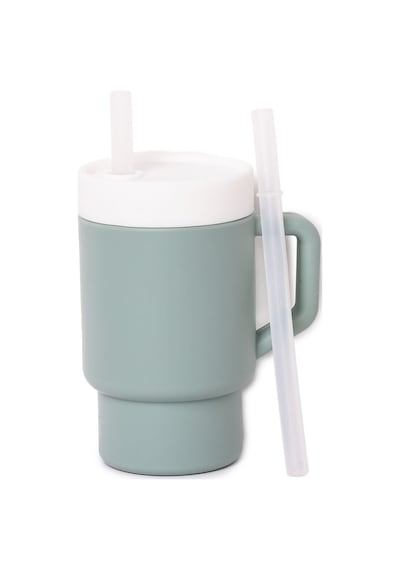 Mugley Tek Kulplu Pipetli Silikon Bardak Minty Green 2 Adet Çok Renkli