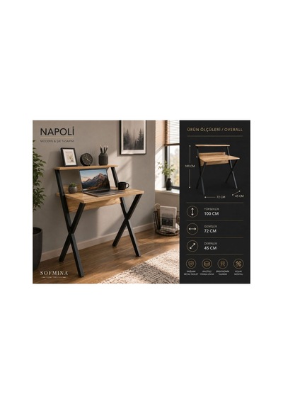 Napoli Çalışma Masası Modern & Kullanışlı Tasarım Siyah Napoli Çalışma Masası Modern & Kullanışlı Tasarım Siyah