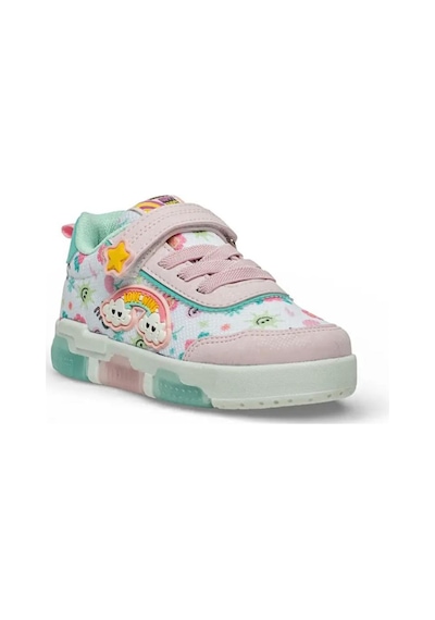 Desenli Işıklı Düz Taban-pedli Çocuk Sneaker Beyaz