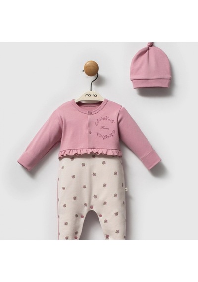 Moi Noi Baby Moi Noi Flowers Şapkalı Tulum Mnb1263 Mürdüm