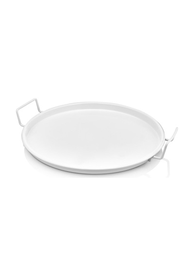 Metal Sunum Tepsi.çay Kahve Pasta Tatlı Servis 24 Cm Beyaz Hasır