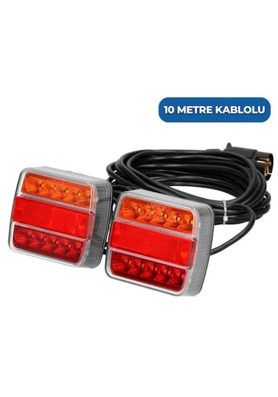 Suga Mıknatıslı Led Römork Stop Lambası Seti 7 Pin Soketli 12v