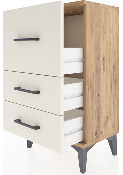 Arges Komodin Tek Raflı 2 Çekmeceli 44x30x80 Çam-aytaşı Atlas Çam