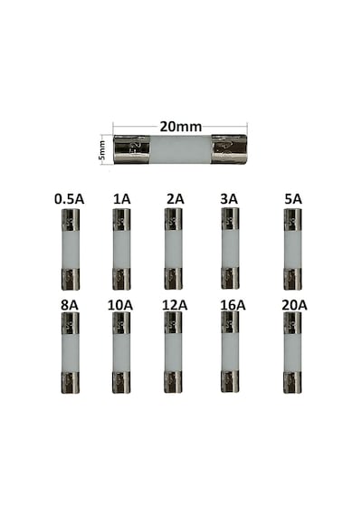 Yate10 5x20 Seramik Sigorta Seti 50x 10 Tür Poşetliyate10 5x20 Se