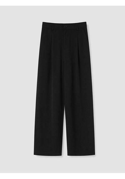 Lcw Modest Siyah Geniş Paça Pileli Kadın Kumaş Pantolon