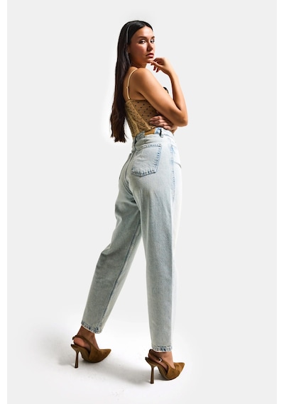 it's basic Kadın Kot Rengi 4s6-75 Relax Fit %100 Koton Denim Jean Mavi