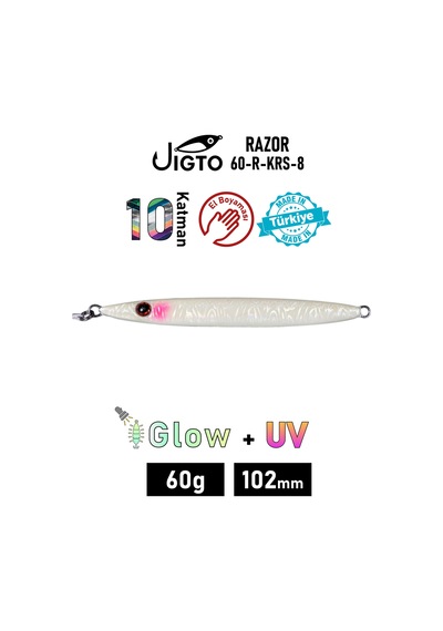 Jig, Zoka, Suni Yem, Glow Uv Metal Jig, 60gr 10cm Razor 60