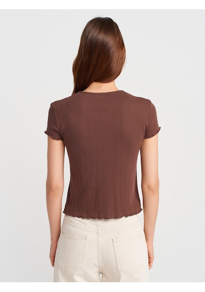 Dilvin 31834 Kısa Kollu T-shirt-açık Kahve Açık Kahve