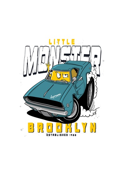 Paybuy Kadın Oversize Tişört Karikatür Araba Baskılı Rahat Kesim Kısa Ko Siyah