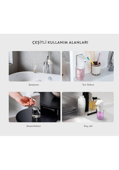 Sıvı Sabunluk Otomatik Sensörlü Kremlik Şampuanlık Pilli Hareket Sensörlü Fotoselli Otomatik 30 Beyaz