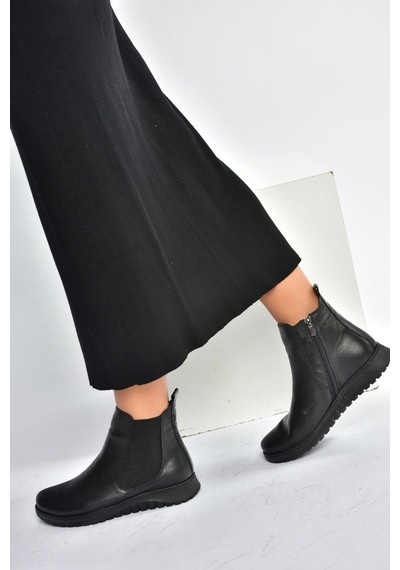 Fox Shoes V324501103 Siyah Hakiki Deri Kadın Bot Siyah-hakiki Deri