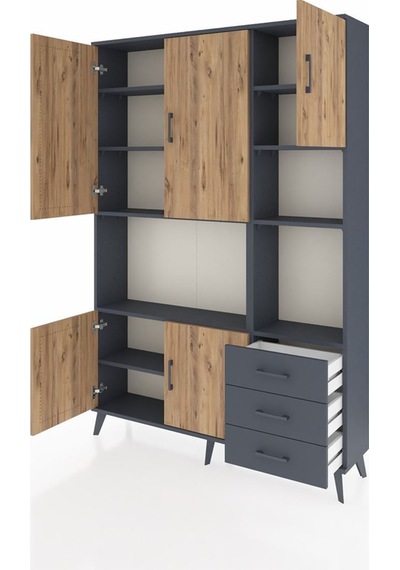 Arges Dolap 9 Raflı 3 Çekmeceli 5 Kapaklı 132x30x195 Antrasit-çam/antrasit Atlas Çam/antrasıt Arges Dolap 9 Raflı 3 Çekmeceli 5 Kapaklı 132x30x195 Antrasit-çam/antrasit Atlas Çam/antrasıt