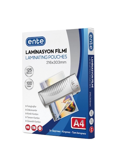 Ente Laminasyon Filmi A4 125mic 100lü