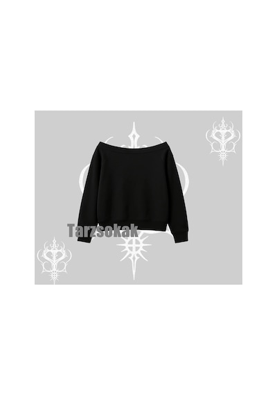 Tarzsokak Kayık Yaka Sweatshirt Punk Rock Chaos Skeleton Riot Siyah