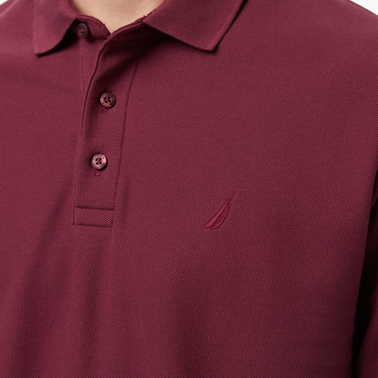 Nautica Erkek Bordo Classic Fit Uzun Kollu Polo Yaka T-shirt Düz K57351t Bordo