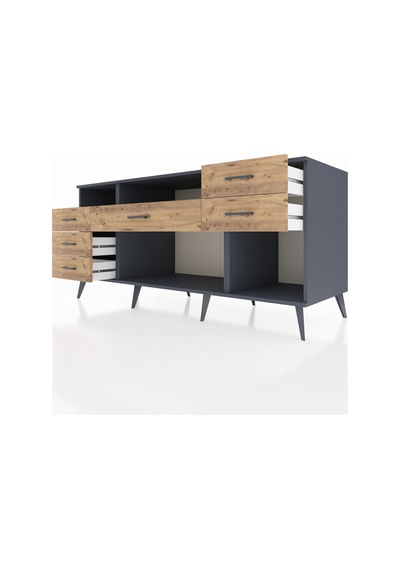 Kronos Konsol 2 Raflı 6 Çekmeceli 176x59x83 Antrasit-çam/çam Çam/çam Kronos Konsol 2 Raflı 6 Çekmeceli 176x59x83 Antrasit-çam/çam Çam/çam