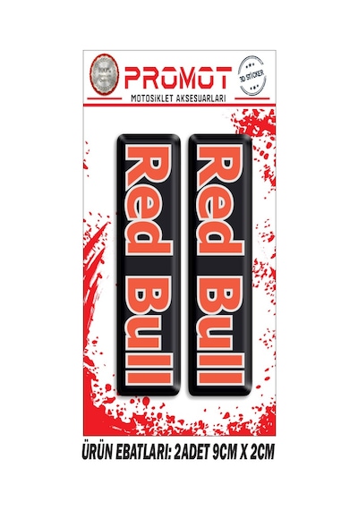 Damla Logo Redbull Tasarımlı Ön Maşa Kabartmalı 2'li Sticker 1 Nötr