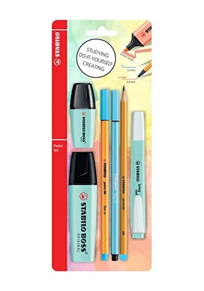 Kalem Seti - Tek Pastel Renk - 6'lı Set - Mavi