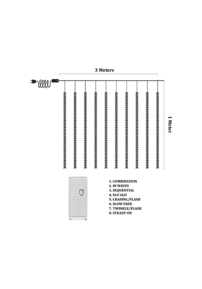 Vıp Kalite Salkım Yaprak Led Işık Gün Işığı Led Salkım Sarmaşık Led Işık 3x1 Metre 180 Led Modlu Gün Işığı