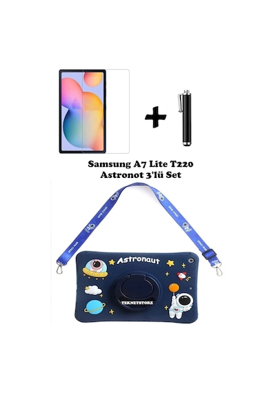 Samsung Galaxy Tab A7 Lite T220 T225 T227 Uyumlu Kedi Kılıf Askılı Standlı Koruyucu 3'lü Set Silikon Kılıf Samsung Galaxy Tab A7 Lite T220 T225 T227 Uyumlu Kedi Kılıf Askılı Standlı Koruyucu 3'lü Set Silikon Kılıf