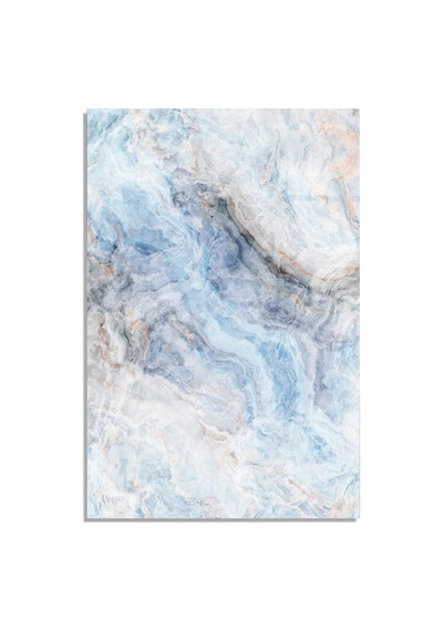 Mavi Beyaz Mermer Cam Tablo Dikey 50x70 Cm