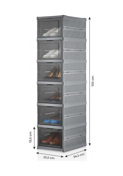 Coverest 6 Katlı Katlanabilir Organizer, Çok Amaçlı Ayakkabılık, Taşınabilir Portatif, 25.5 X 34.5 X 105 Cm Antrasit Açık Ceviz Coverest 6 Katlı Katlanabilir Organizer, Çok Amaçlı Ayakkabılık, Taşınabilir Portatif, 25.5 X 34.5 X 105 Cm Antrasit Açık Ceviz