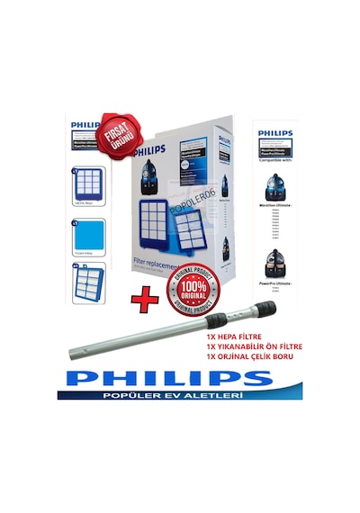 Kampanya Philips Uyumlu Fc9923/07 Marathon Çelik Boru+Filtre Seti (409055837)