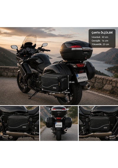 Motosiklet Çanta Soft Yan Heybe Takım Motor Çantası Touring Yan Çanta Siyah