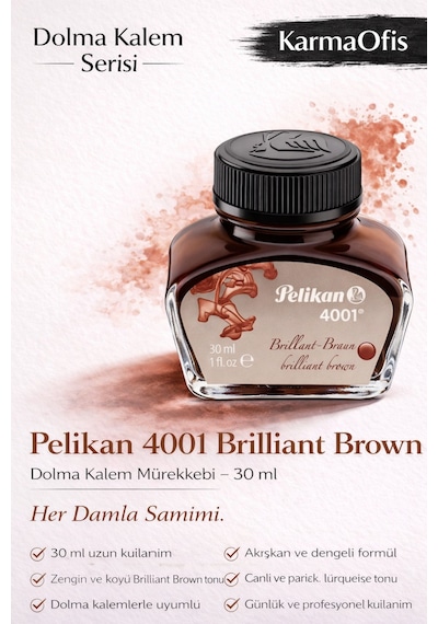4001 Brilliant Brown Dolma Kalem Mürekkebi 30 Ml Zengin Kahverengi Diğer