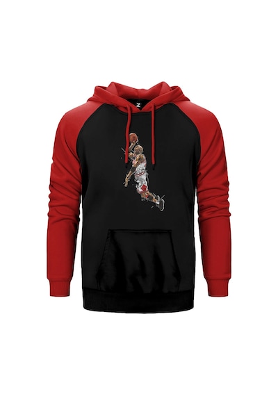Micheal Jordn Attempt Kırmızı Renk Reglan Kol Kapşonlu Sweatshirt Kırmızı