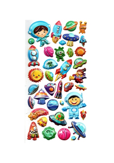 Sticker Kabartmalı Stiker Defter, Planlayıcı Etiket Limlra-025 - 17x9 Cm - Uzay, Astronot