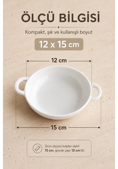 Çift Kulplu Beyaz Porselen Fırın Kabı Ve Servis Kasesi 12x15 Cm - Kahvaltılık Meze Ve Sufle Güveç Tabağı Diğer