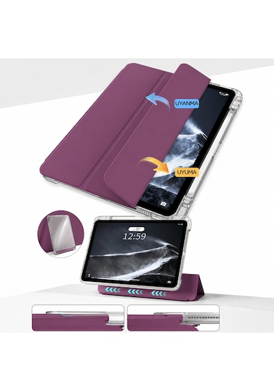 Apple iPad Uyumlu  Air 13inç M4/m3/m2 Kılıf Kalem Bölmeli Akrilik Şeffaf Ayrılabilir Case 2026-2024