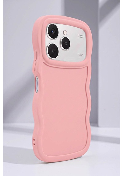 Tecno Spark40-4g Km5 Uyumlu Dalgalı Tasarım Kamera Korumalı Mat Silikon Telefon Kılıfı-54228 Pembe